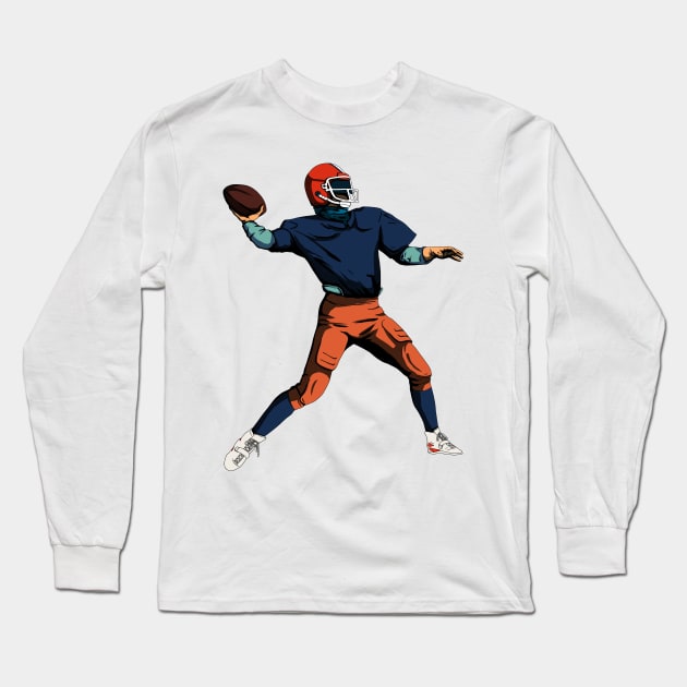 American Football Player | Gridiron Retro Style Long Sleeve T-Shirt by VISUALUV